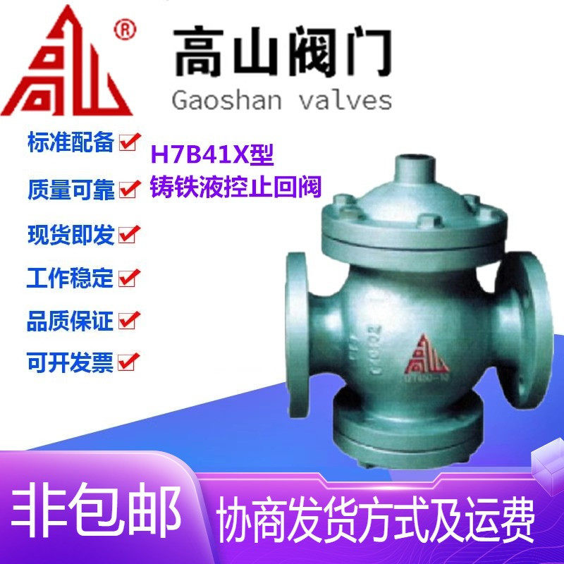 高山阀门H7B41X-16铸铁法兰液动常闭式锅炉升降式止回阀DN40-150