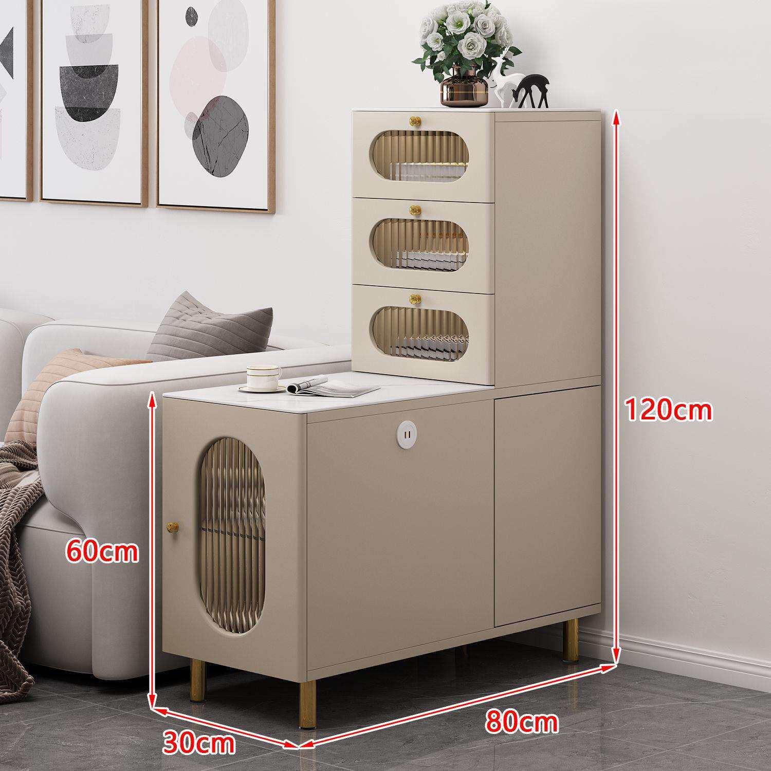 岩板沙发边几边柜简约客厅家用茶水柜多层可移动储物柜床头置物柜