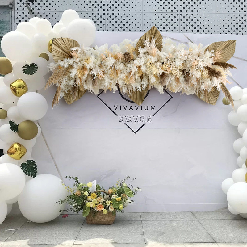 商业橱窗道具仿真花艺插花干芦苇蒲葵叶垂吊壁挂店铺墙面美陈软装