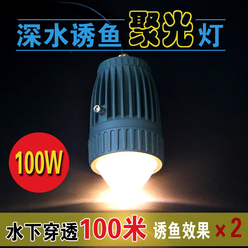 水下聚鱼灯12V筏钓灯黄光诱鱼灯220V防水诱鱼灯翘嘴灯钓灯
