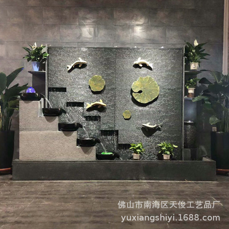 水幕墙庭院水系园林水景观设计喷泉鱼池喷泉石雕喷泉厂家花园装饰