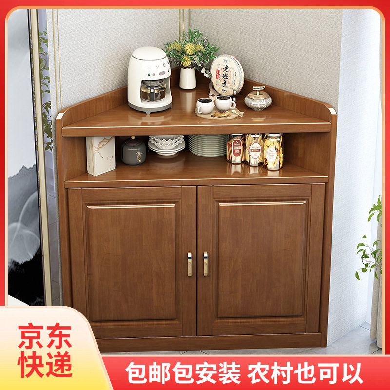 实木转角柜家用多功能客厅厨房收纳墙角柜落地多层拐角三角储物柜