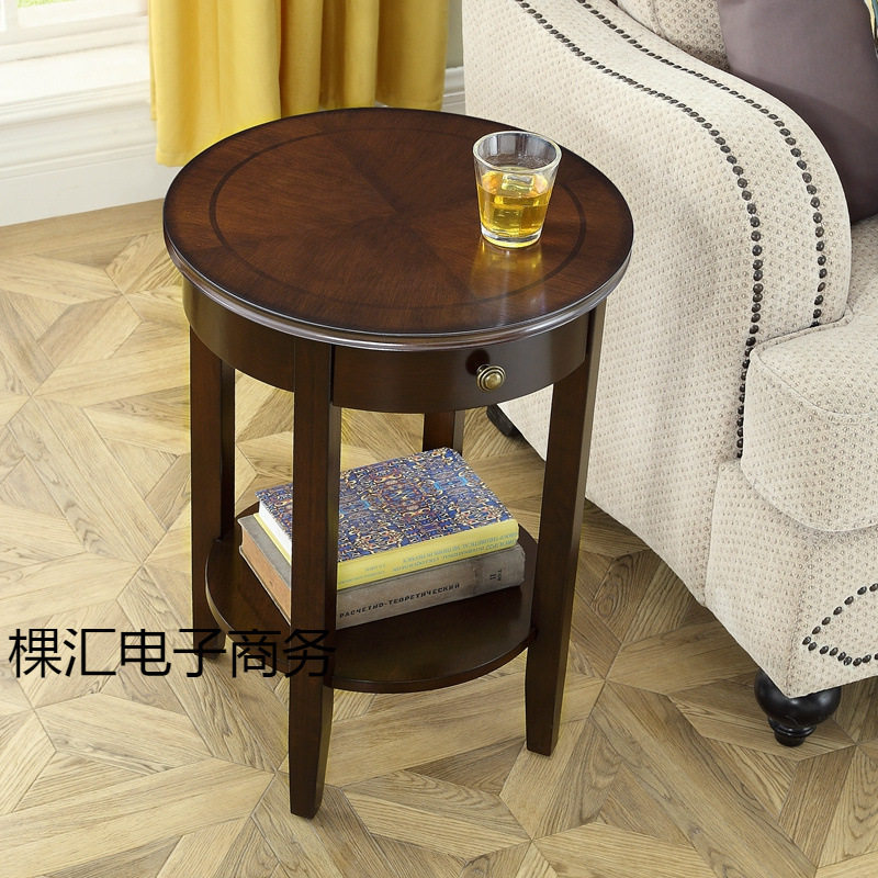 I1美式小圆几简约角几客厅边几沙发边柜茶几迷你小圆桌床头边桌批