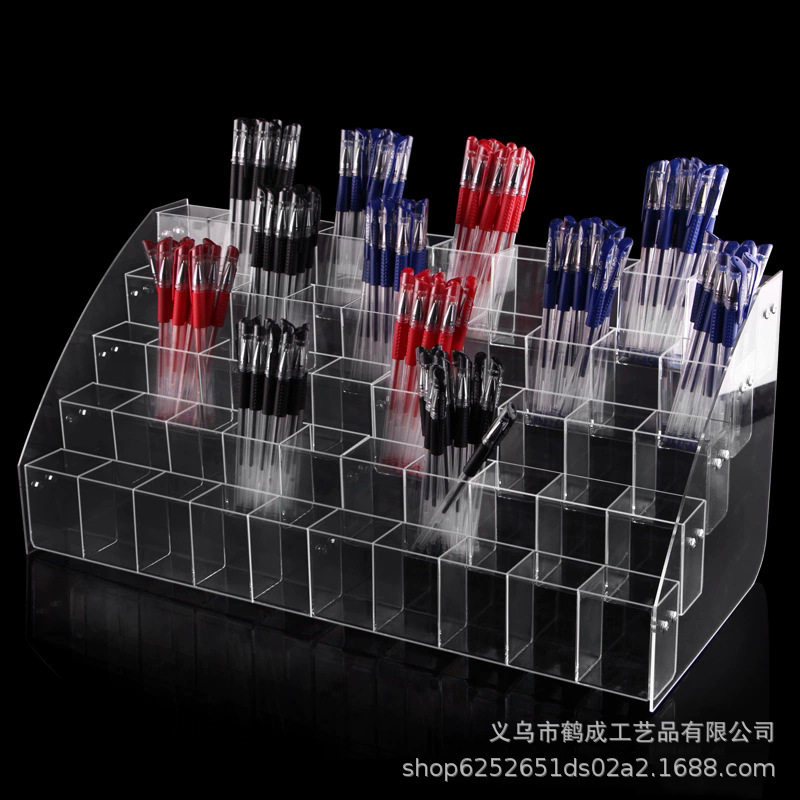 笔架超市收纳盒圆珠笔亚克力文具店中性笔陈列架笔架笔展示架