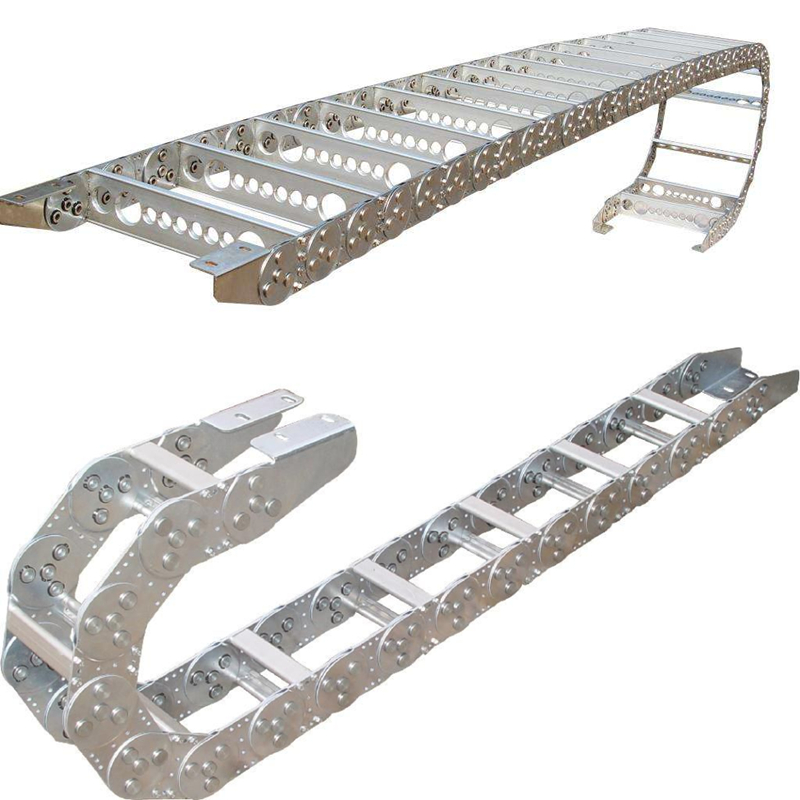 钢制拖链机床金属坦克链全封桥z式钢制链条导向线槽不锈钢钢铝拖