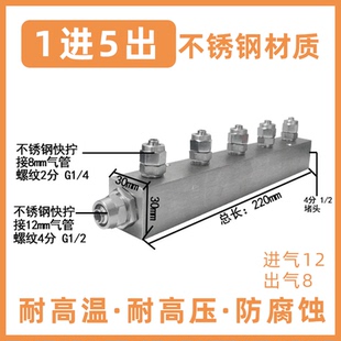 气动304不锈钢液压多位分气块分流气路多管路高压分配器气排条 排
