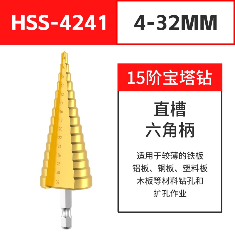 宝塔钻头阶梯电钻锥形开孔器塔型金属打孔扩孔螺旋电动钻孔麻花钻