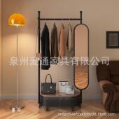 2024年新款 衣架落地立式 落地挂衣架全身镜子防尘胡桃木原