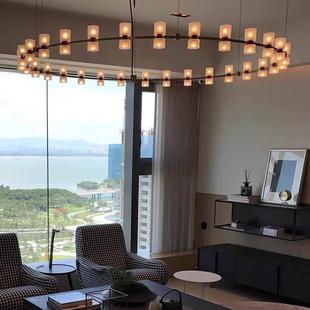 现代新中式餐厅大吊灯会所餐饮饭店包厢酒店包房吊灯中西餐厅吊灯