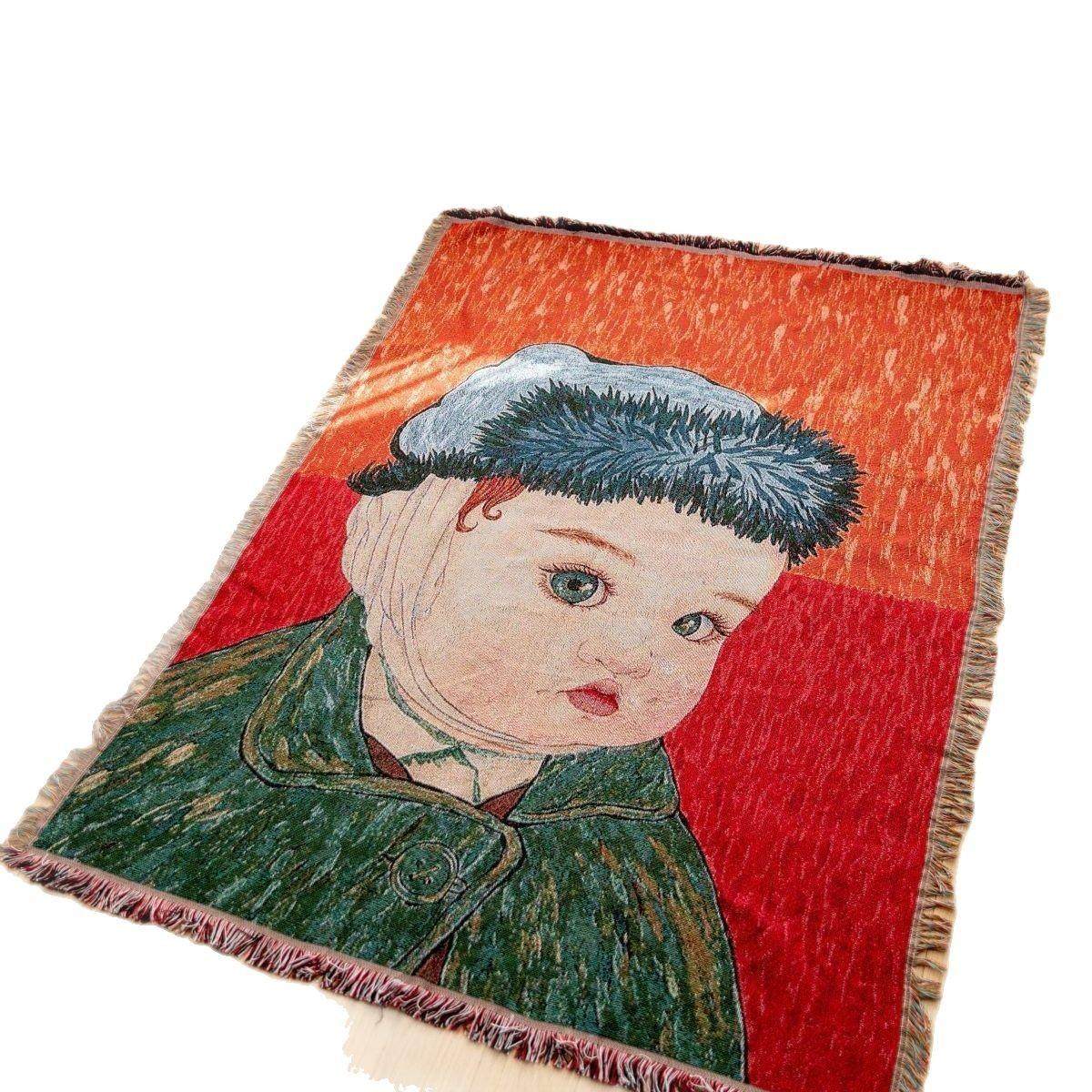 定制卡通毯q版梵高单人盖毯午睡毯沙发毯野餐垫毯房车露营毯,床上用品,休闲毯/毛毯/绒毯,淘宝优惠券,粉丝福利购,淘宝优惠卷