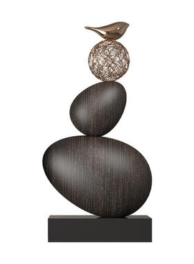 创意鹅卵石造型雕塑办公室售楼处石来运转招财摆件客厅样板房