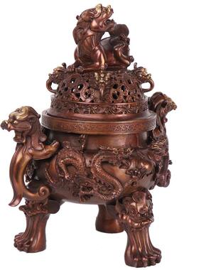 铜器纯黄铜天狗香炉天狗炉仿古宣德天狗铜香炉天狗炉