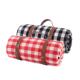 野餐垫红白格腈纶防潮垫便携户外皮革拎手郊游爬行垫露营垫