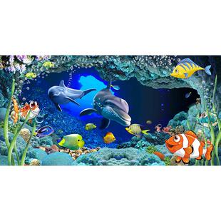 儿童房海洋壁画主题卧室海底世界墙贴画大幅整张自粘墙纸