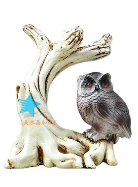 精美猫头鹰水晶球树脂底座创意水晶球店铺柜台装饰摆件工厂直销SS