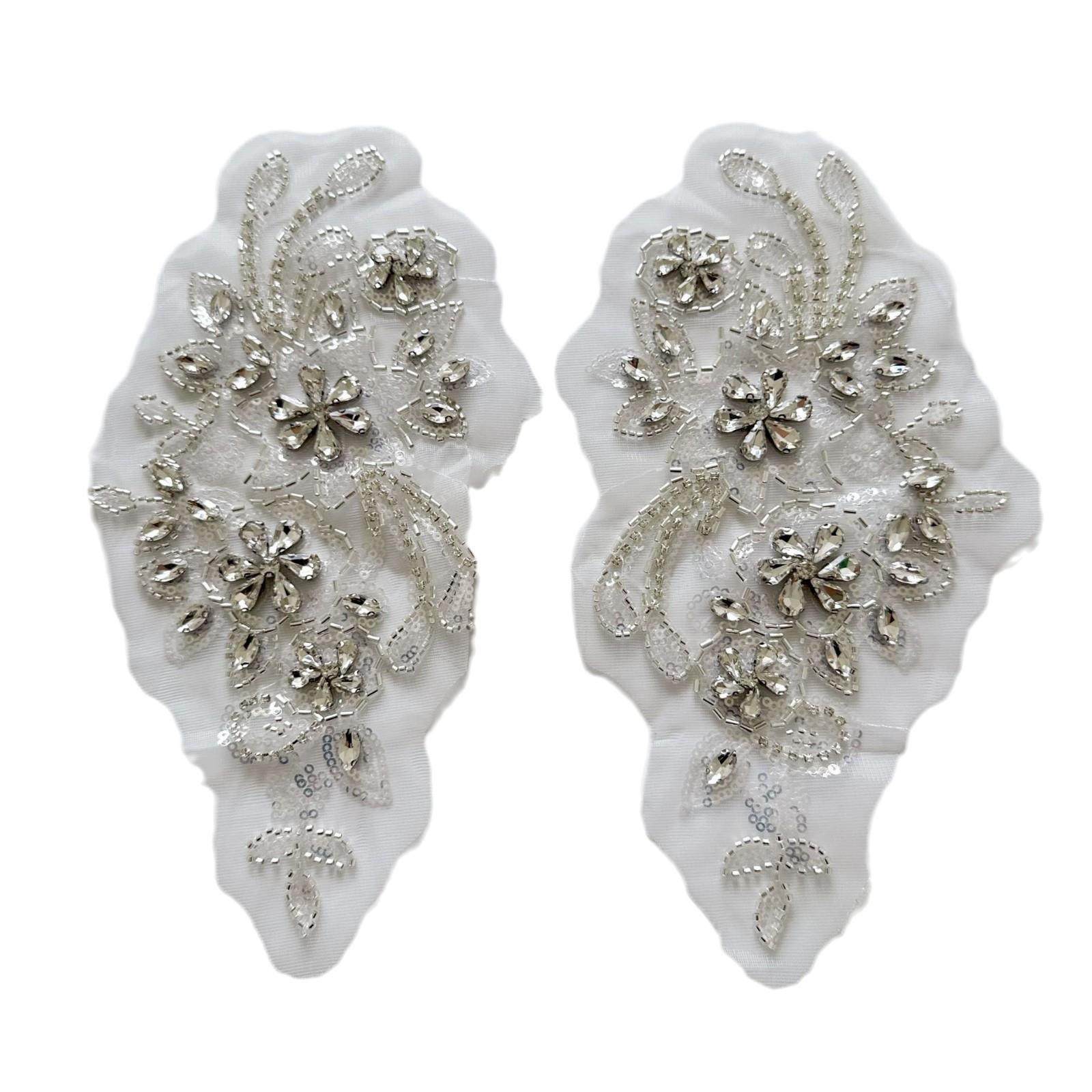 白现货奢华钉珠花朵叶子刺绣高定婚纱头纱蕾丝对花A71,居家布艺,花边,淘宝优惠券,粉丝福利购,淘宝优惠卷