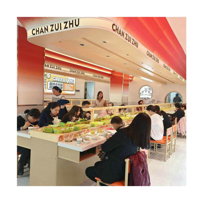 旋转小火锅设备全套商用定制自助餐台无烟涮烤一体小火锅设备厂家