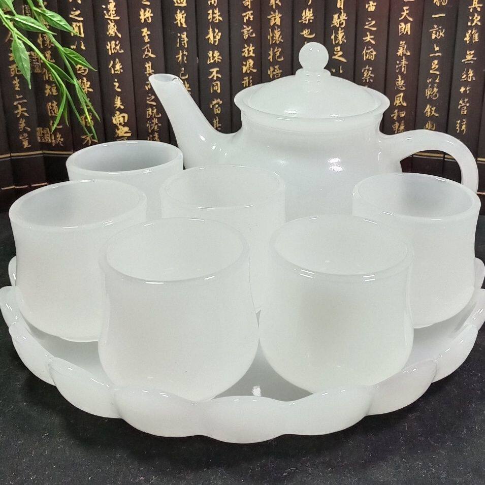 天然阿富汗玉石茶杯酒杯高端整套