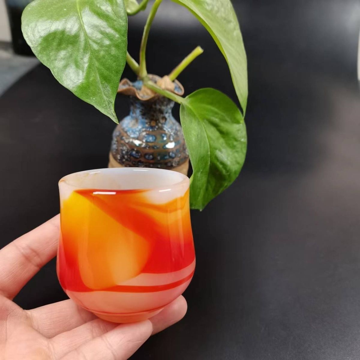 天然红玛瑙玉石茶杯酒杯国风高档