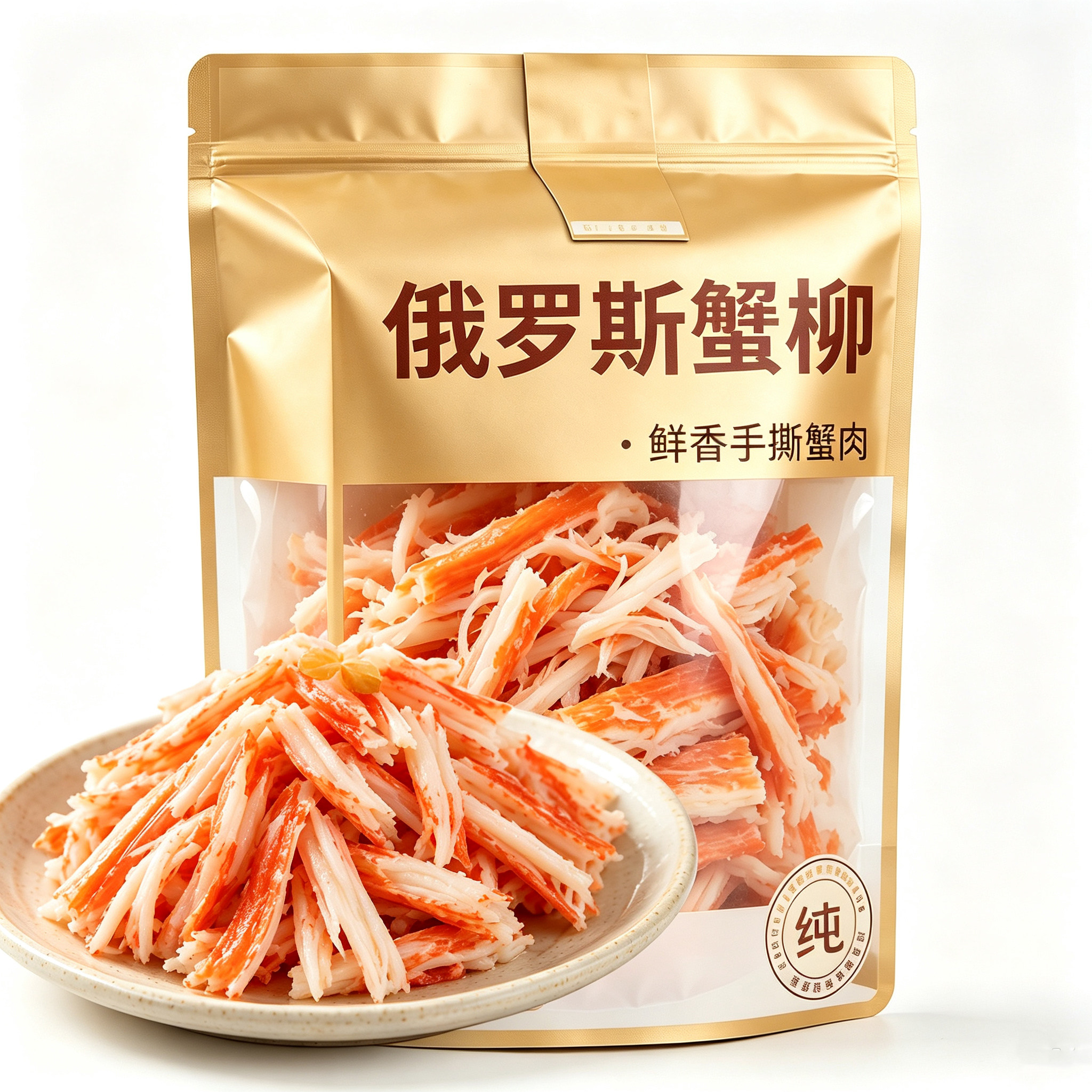 俄罗斯进口蟹柳肉罐头帝王蟹腿开盖即食海鲜零食熟食寿司炒饭海味图片
