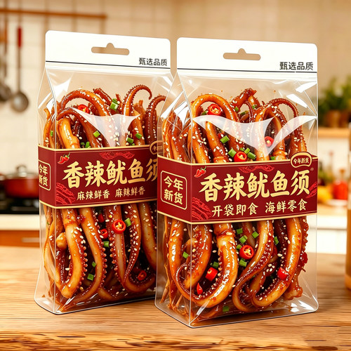 香辣鱿鱼须开袋即食鱿鱼头川麻铁板鱿鱼丝海鲜零食新鲜下酒熟食