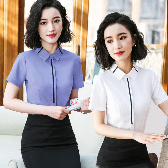 职业衬衫女短袖工作服套