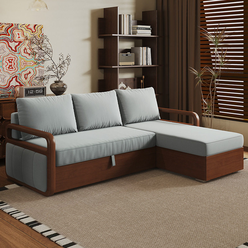 志光新款实木沙发床客厅多功能两用可折叠储物式带贵妃小户型新款