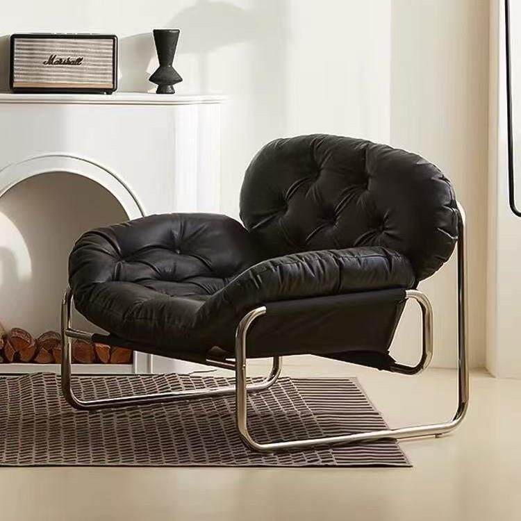 单人沙发设计师沙发椅客厅懒人休闲中古风风黑色轻奢高级感单椅子