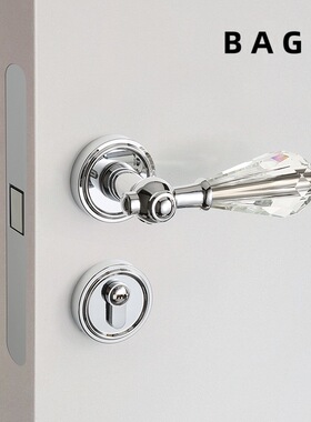 BAGB法式风银色金色卧室卫生间门锁水晶静音家用锁具磁吸门锁把手