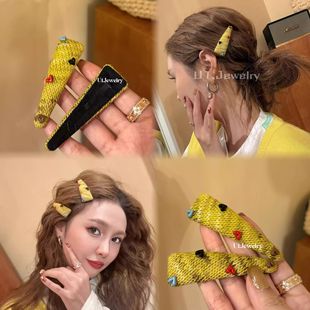 森系彩色爱心黄色三角边夹发夹甜美小巧可爱彩色前额刘海夹侧边夹
