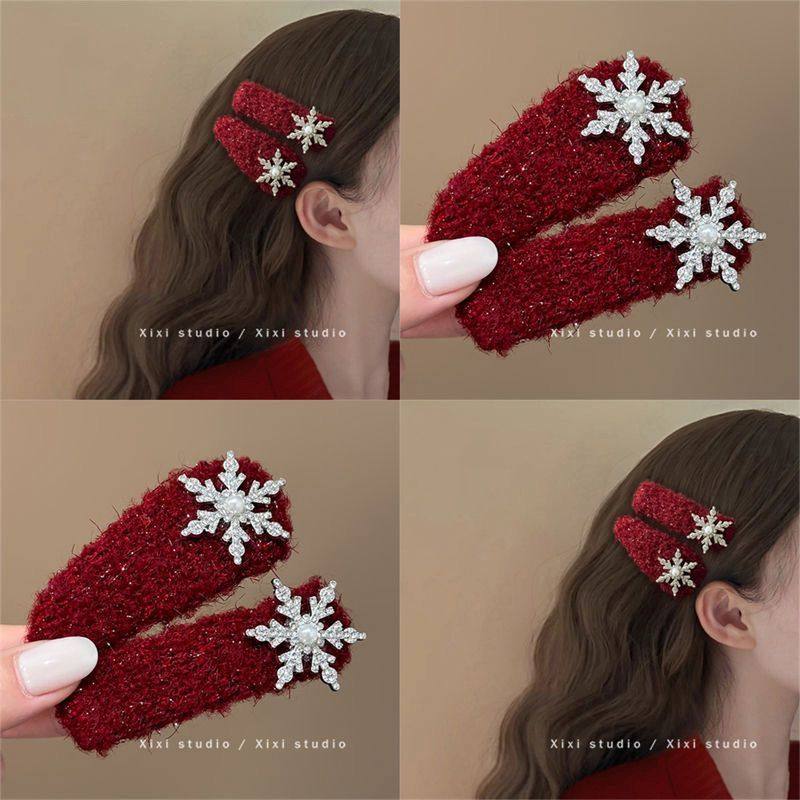 红色毛绒雪花发夹氛围感侧边刘海夹前额碎发卡女圣诞头饰新年发饰,饰品/流行首饰/时尚饰品新,发饰,淘宝优惠券,粉丝福利购,淘宝优惠卷