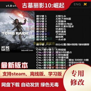 古墓丽影10崛起修改器 steam 电脑辅助教程秘籍存档 不含游戏
