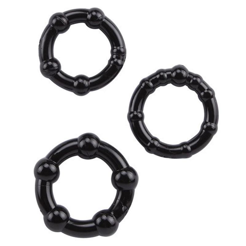 3pcs Stretchy Stay Hard Beaded Cockring Penis Enhancer Ring