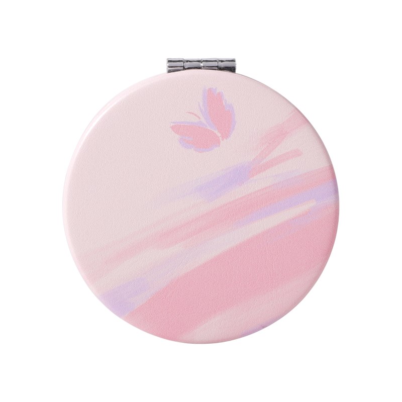 小镜子随身精致办公室折叠翻盖双面放大学生旅行迷你圆便携化妆镜