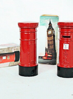 英伦邮筒存钱罐储蓄罐模型信箱邮箱摄影道具酒吧复古装饰摆件佳品