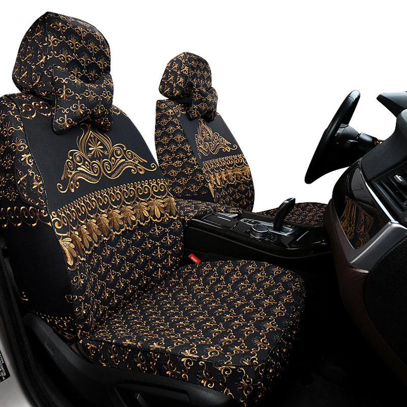 【免费安装】刺绣座套全包围汽车布艺坐套蕾丝车套全包【送头枕】