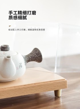 亚克力防尘罩黑胡桃木底座摆件托铜托带盘底脚工艺品观赏实木托架