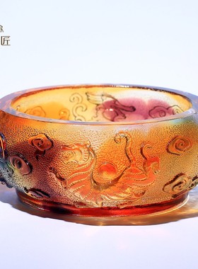 琉璃工艺品水晶聚宝盆摆件招财镇宅家用客厅玄关钥匙收纳存零钱罐