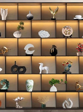 新中式摆件轻奢客厅酒柜电视柜茶室博古架办公室软装饰品摆设