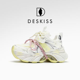 DESKISS老爹鞋女2026春季新款厚底增高休闲鞋时尚原创擦色运动鞋