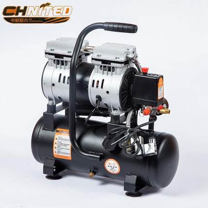 联合无油空压机550W小型气泵静音喷漆木工装修移动空压机