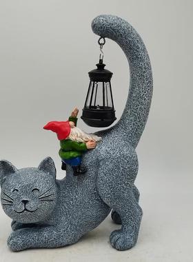 猫咪大象精灵太阳能动物摆件花园庭院阳台装饰盆景民宿造景