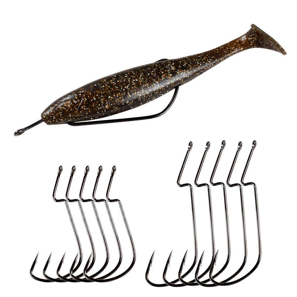 特殊长柄加强曲柄钩路亚钩宽腹钩德州钓组软饵软虫钩海钓钩0只