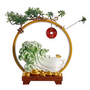 陶瓷大小白菜百财如意创意工艺品玉百财聚福招财装 饰新店开业礼品