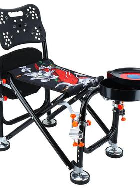 厂家钓鱼椅黑色鱼图款钓椅台钓椅功能能全地形可折叠升高