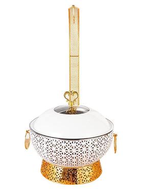 南瓜白色豪华花边吊炉不锈钢黑色圆形吊盖酒店餐炉自助容器保温炉