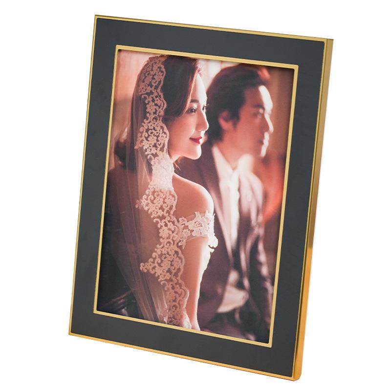 轻奢铝合金婚纱照相框摆台高级感情侣相片打印加相框照片结婚照