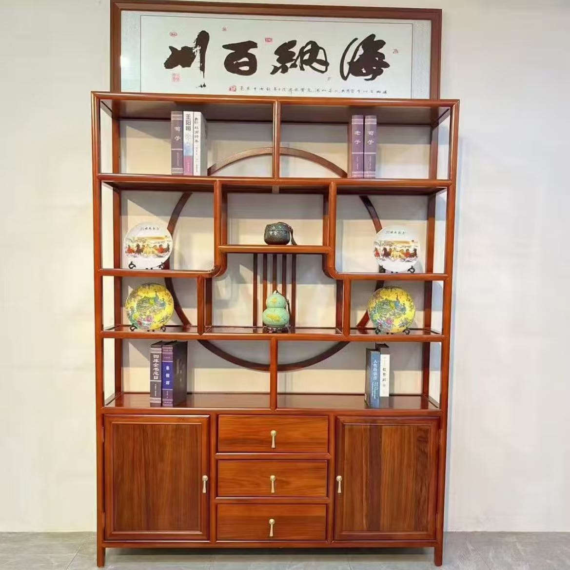 博古架实木多宝阁中式仿古家具茶叶展示陈列柜客厅隔断茶室置物架