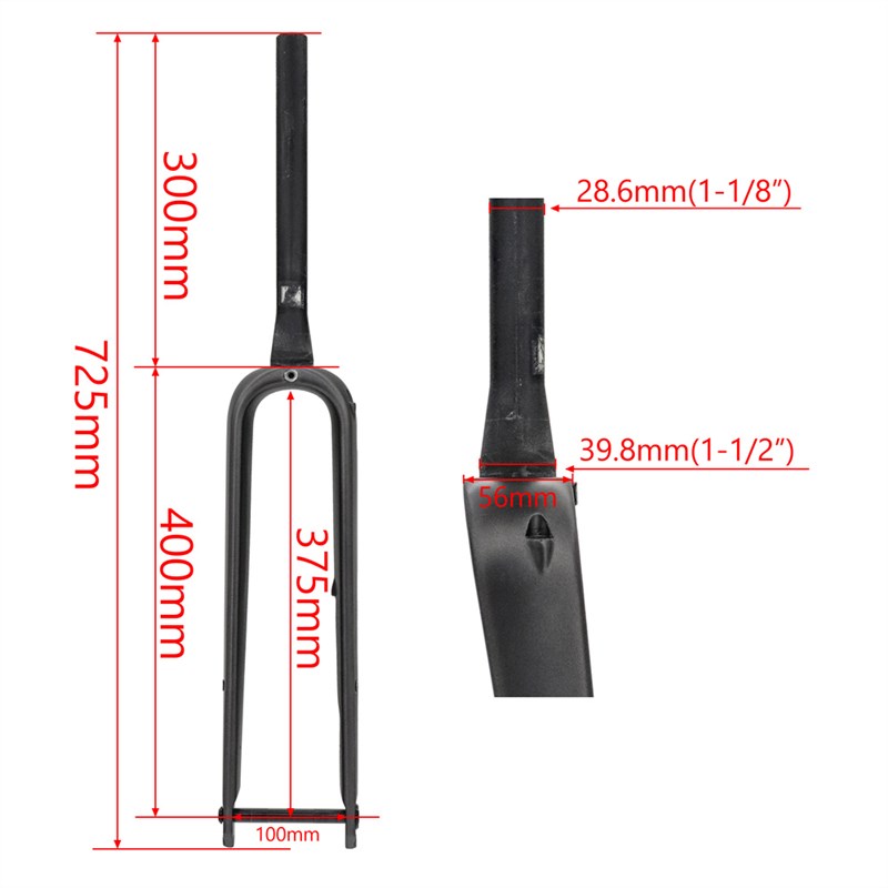 全碳纤维公路车砾石自行车前叉内部线桶轴尺寸700C* 45mm