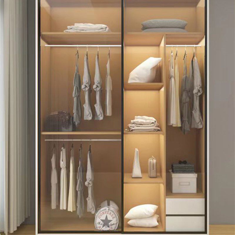 定制简约现代网红衣帽间轻奢玻璃门衣柜推拉门卧室收纳柜趟滑移门